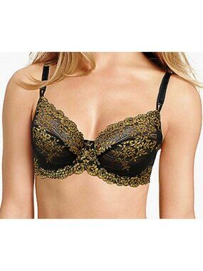 Embrace Lace Underwire Bra 38DD Black/Gold